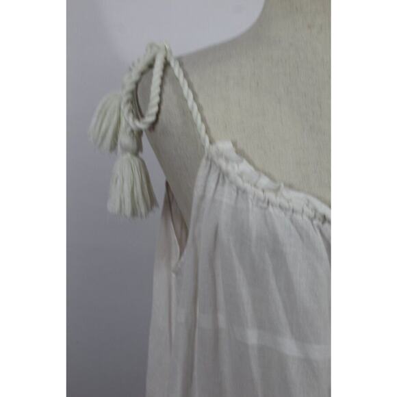 ULLA JOHNSON Sz P XS Adira Off White Red Stripe Coverup Dress Midi Tie Shoulder - Picture 8 of 14